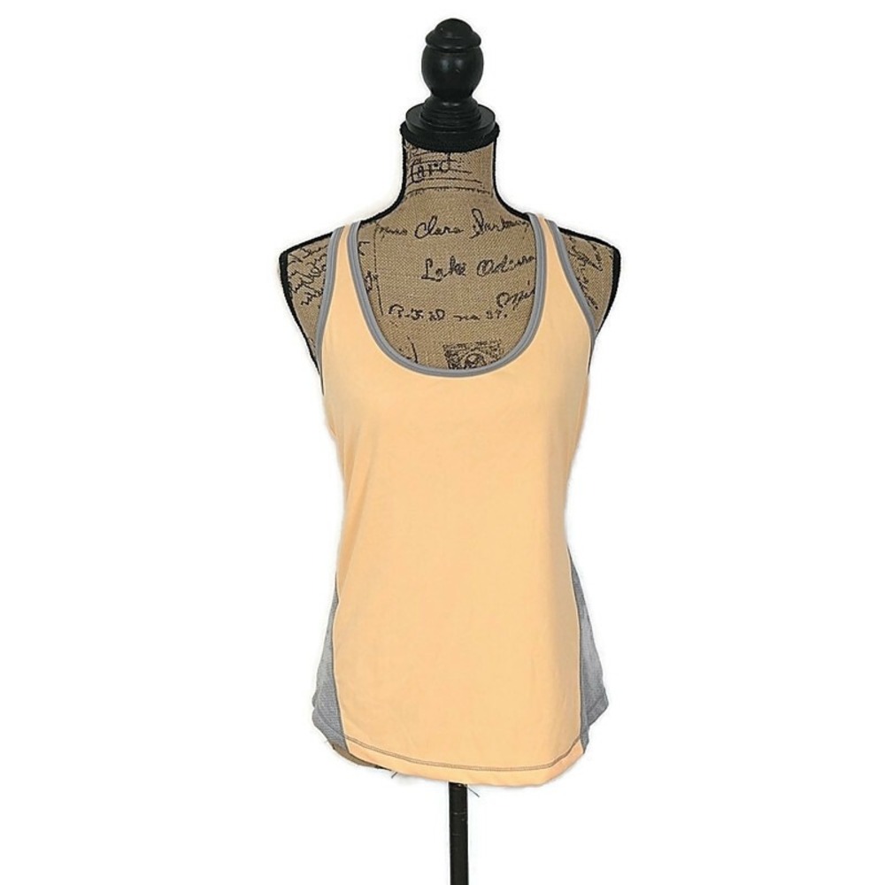 Old Navy Active Tank Top Womens S Peach Grey Racerback Mesh Semi-Fitted Gym